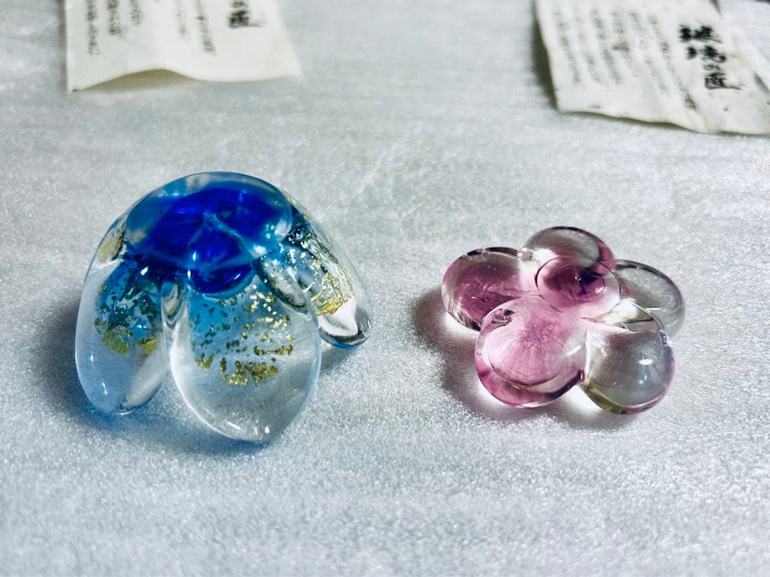 玻璃の匠　はりのたくみ　硝子 箸置き ガラス 梅　10客組 未使用品 共箱