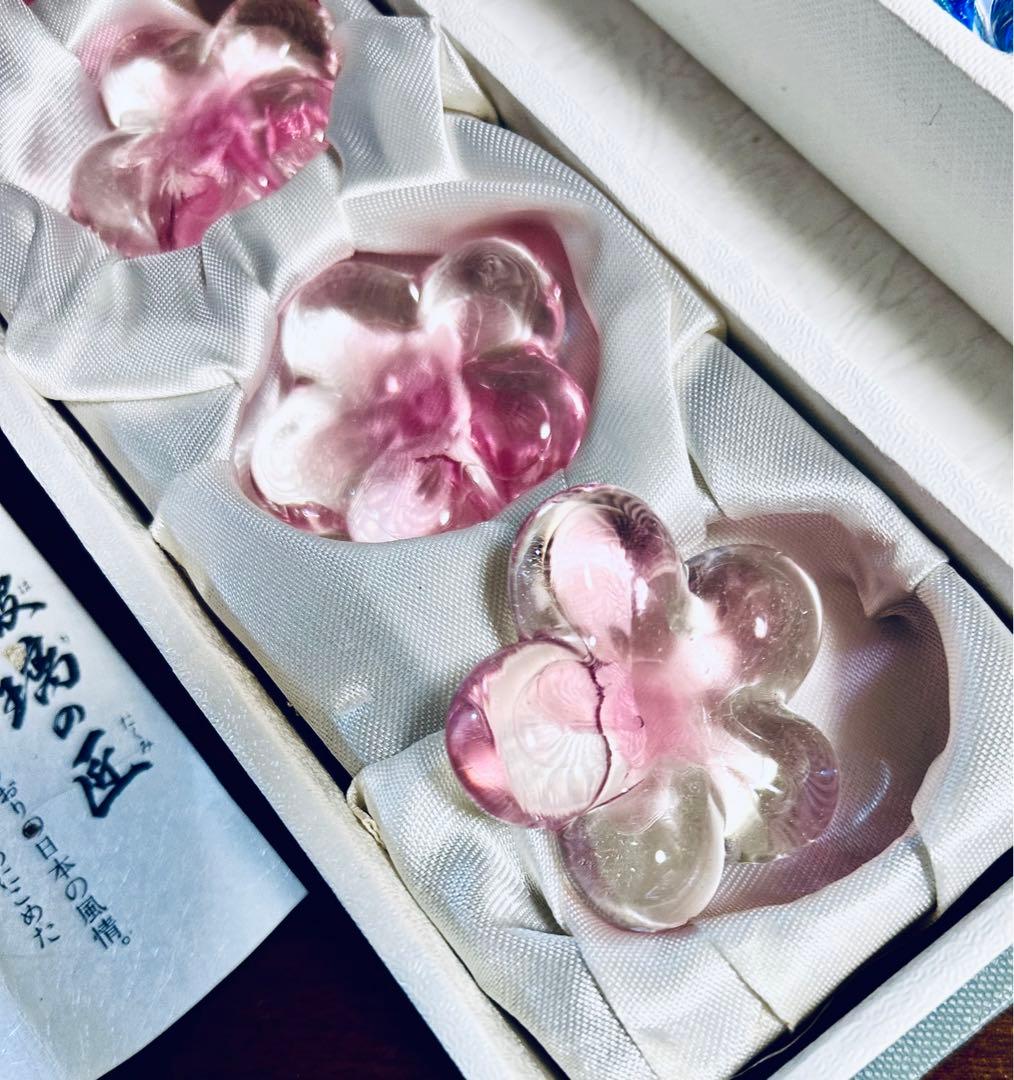 玻璃の匠　はりのたくみ　硝子 箸置き ガラス 梅　10客組 未使用品 共箱