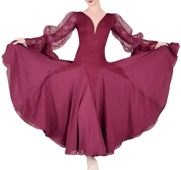 社交ダンスドレス レース 長袖 ラテンドレス モダンダンス オーダーメイド