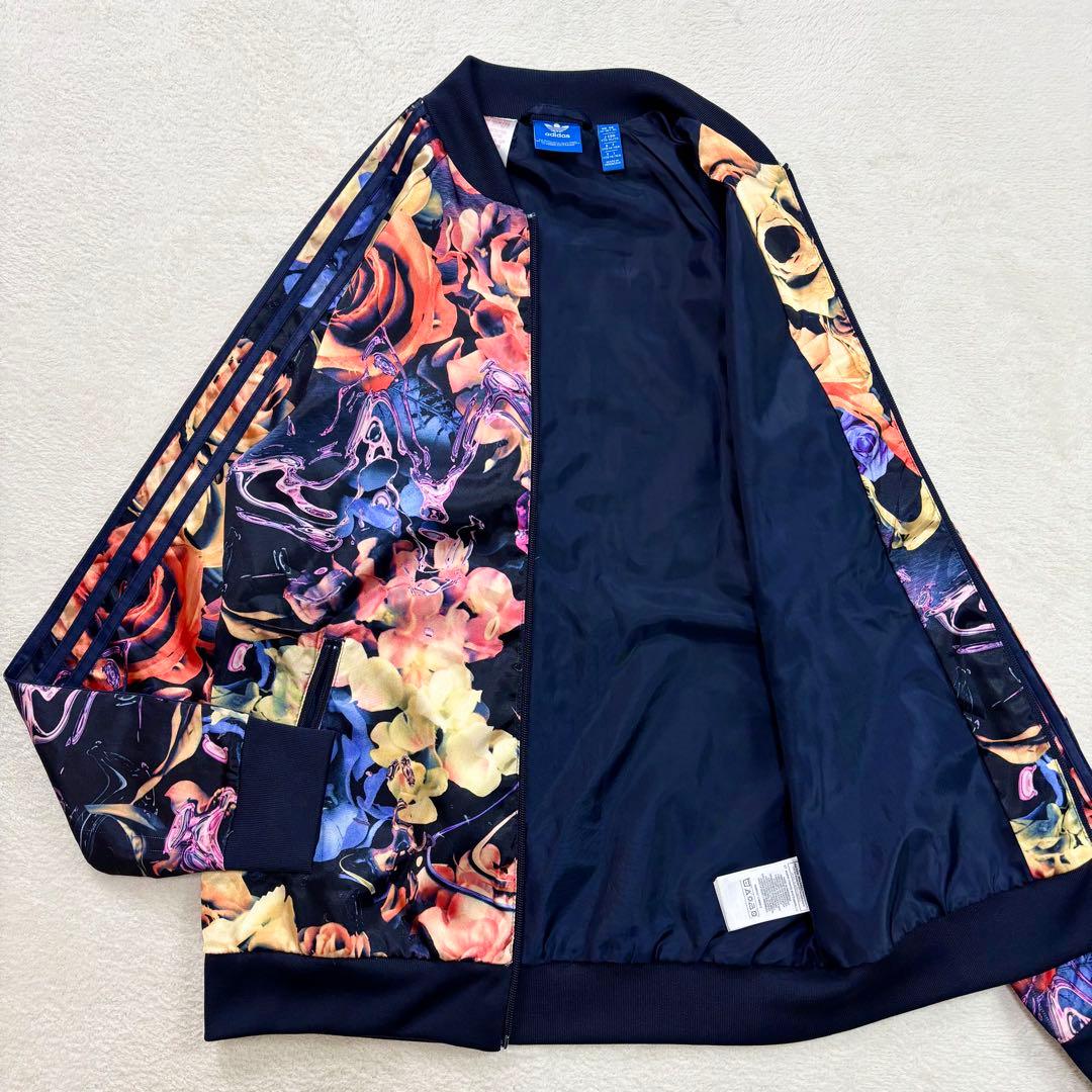 未使用級 アディダス トラックジャケット ロゴ フラワー マルチカラー