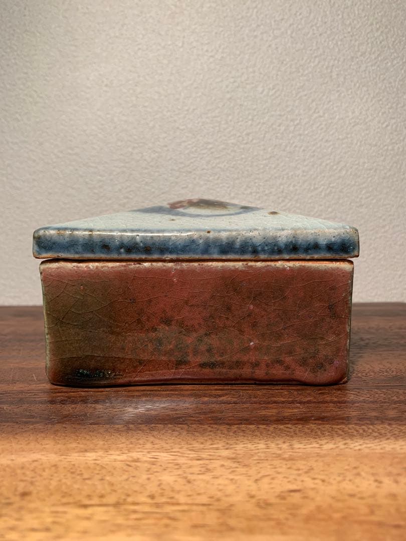 河井武一 呉須辰砂花文陶筥 民藝 河井寛次郎 河井久