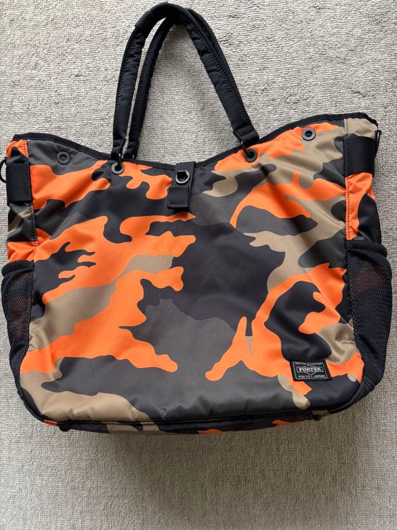 PORTER オレンジ カモフラ トートバッグ