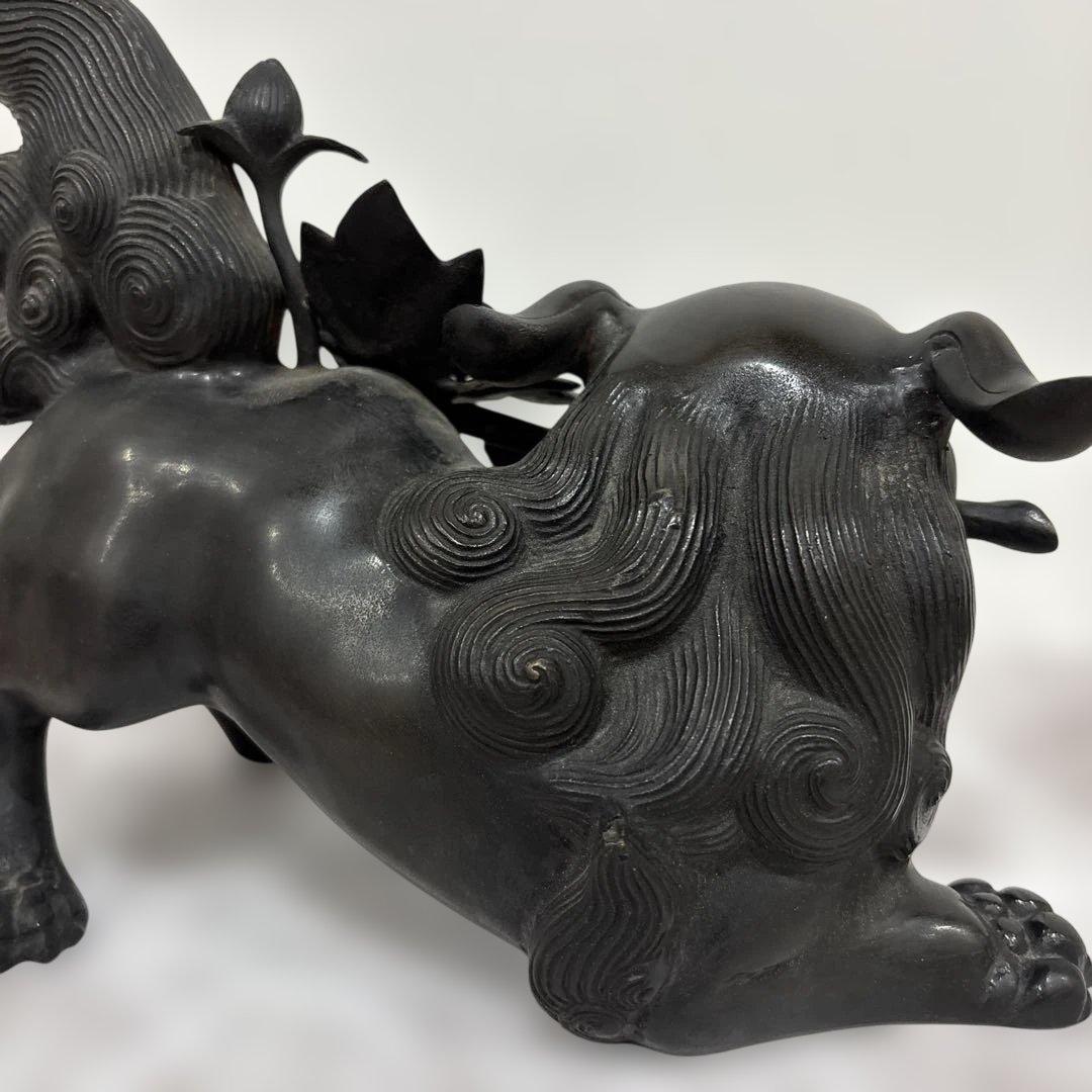 照雲作　「唐獅子牡丹」　（銅置物）