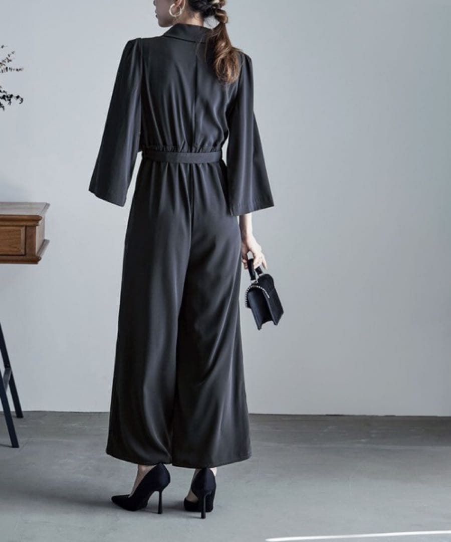 etoll. スリットスリーブオールインワンパンツドレス 結婚式 長袖