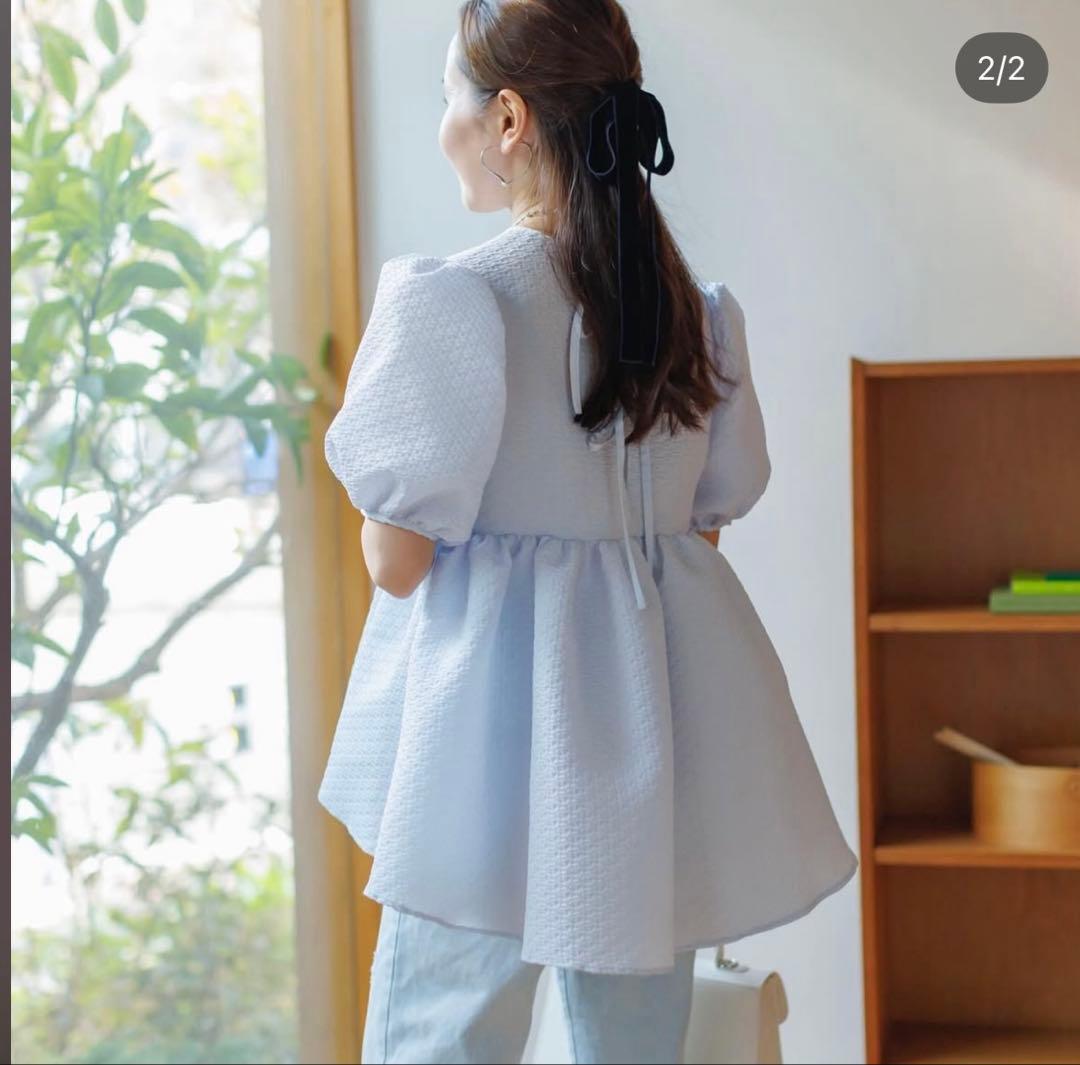 bluelea ジャカードブラウス sax