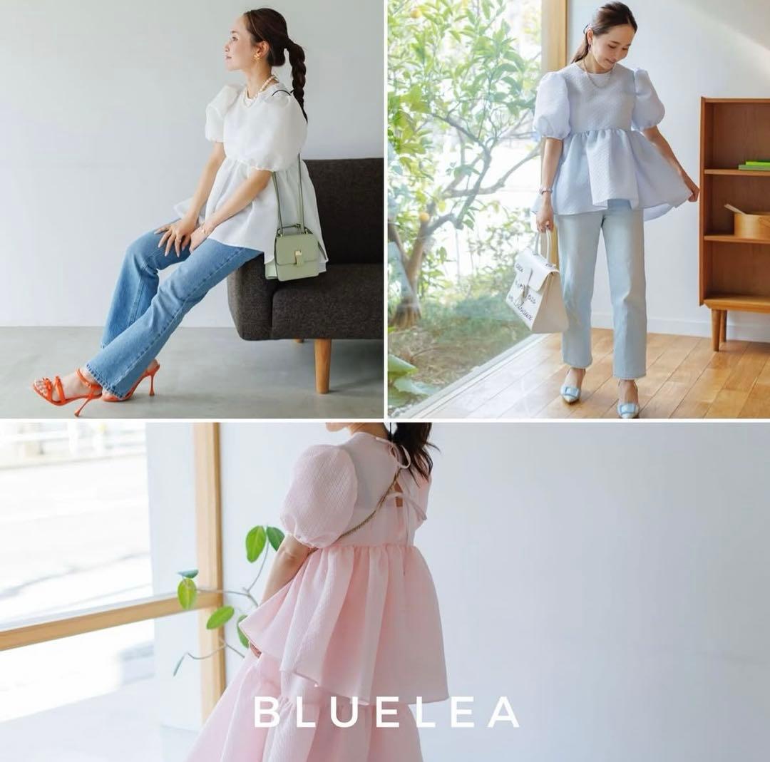 bluelea ジャカードブラウス sax