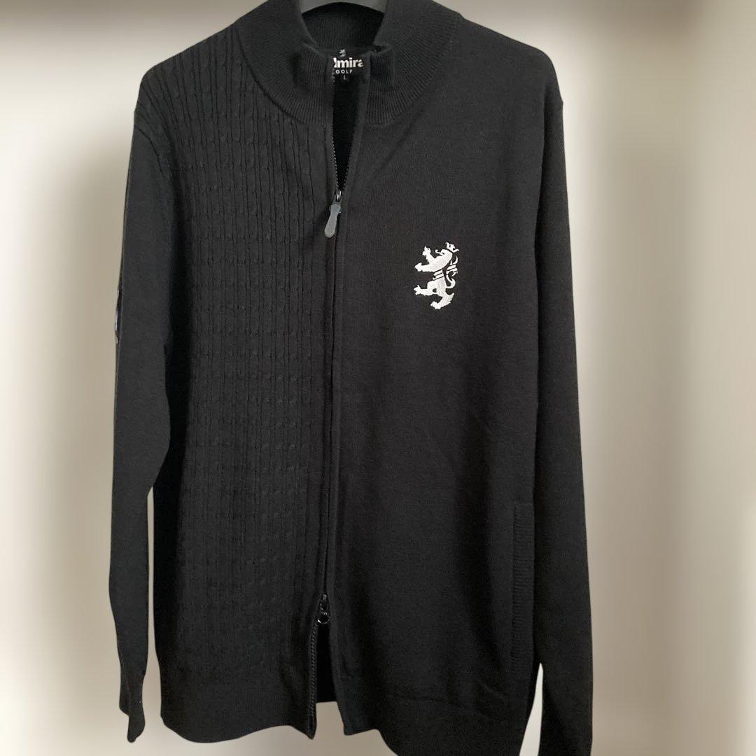 【新品】Admiral ゴルフメンズジップアップセーター ブラック Lサイズ防寒