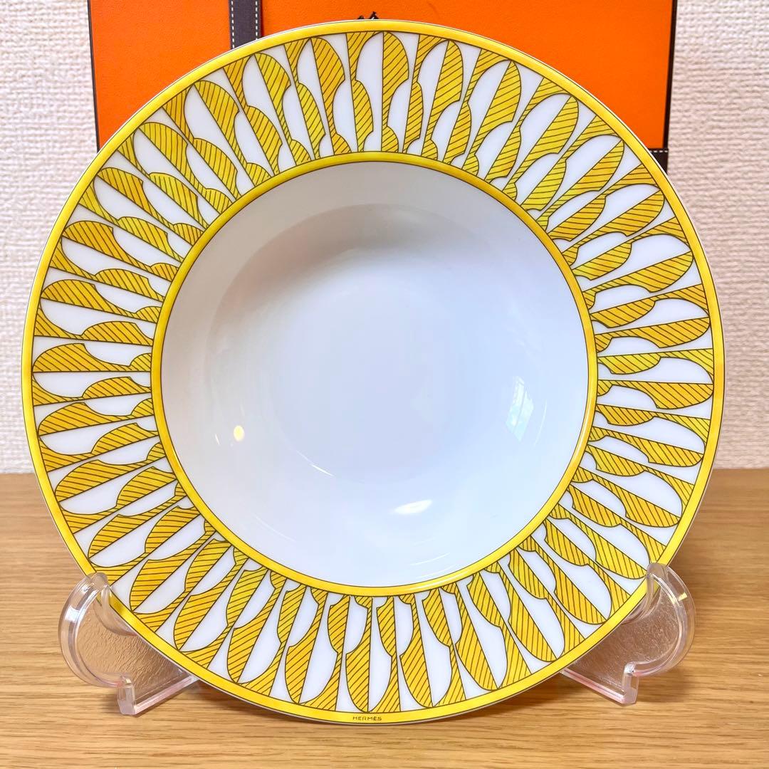 【新品 2枚 ギフト包装】エルメス　ソレイユ　スーププレート　21cm