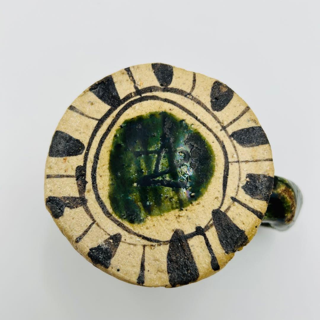 【鈴木五郎　織部カップ】 マグカップ コーヒーカップ 珈琲碗　共箱　アンティーク