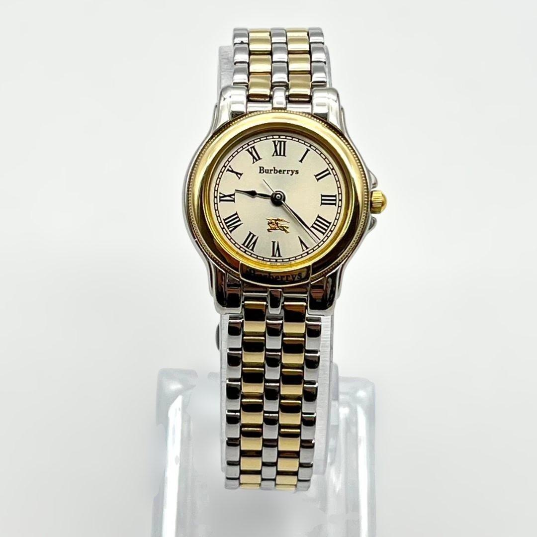 美品 バーバリー ホースロゴ 腕時計 電池交換済 90s ローマ表記 コンビ