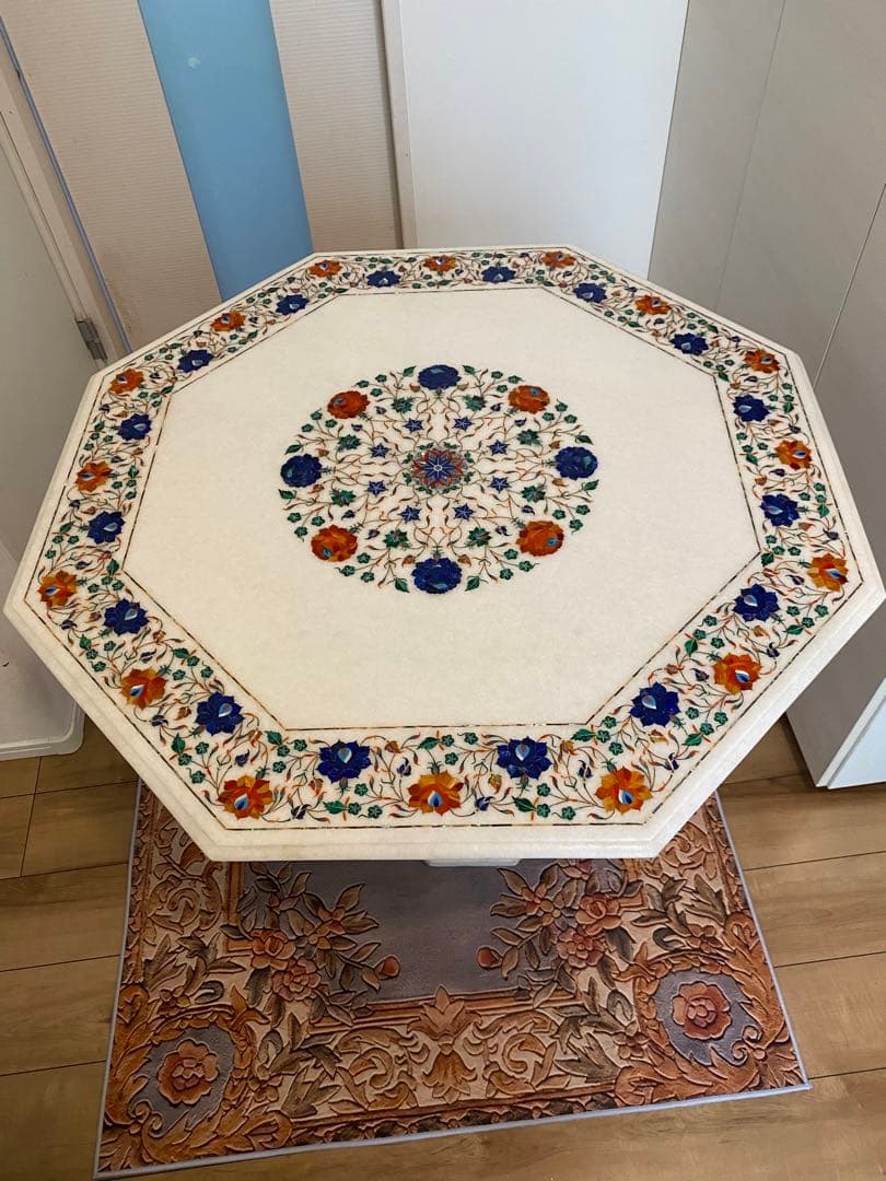 希少レアインド　タージマハール・アグラ地方　直輸入　大理石テーブル　送料込　特価