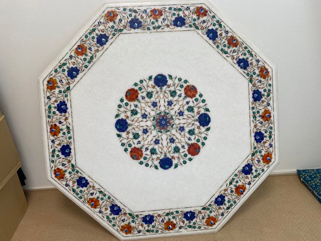 希少レアインド　タージマハール・アグラ地方　直輸入　大理石テーブル　送料込　特価