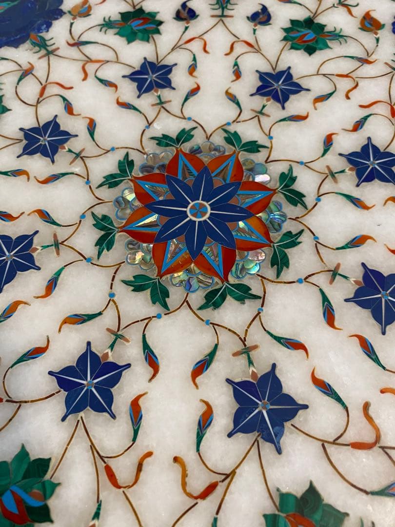 希少レアインド　タージマハール・アグラ地方　直輸入　大理石テーブル　送料込　特価