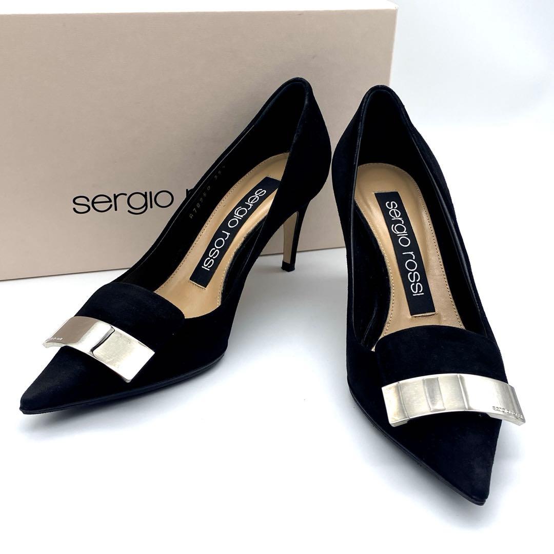 【美品】 セルジオロッシ sr1 パンプス スウェード ブラック 22.5cm