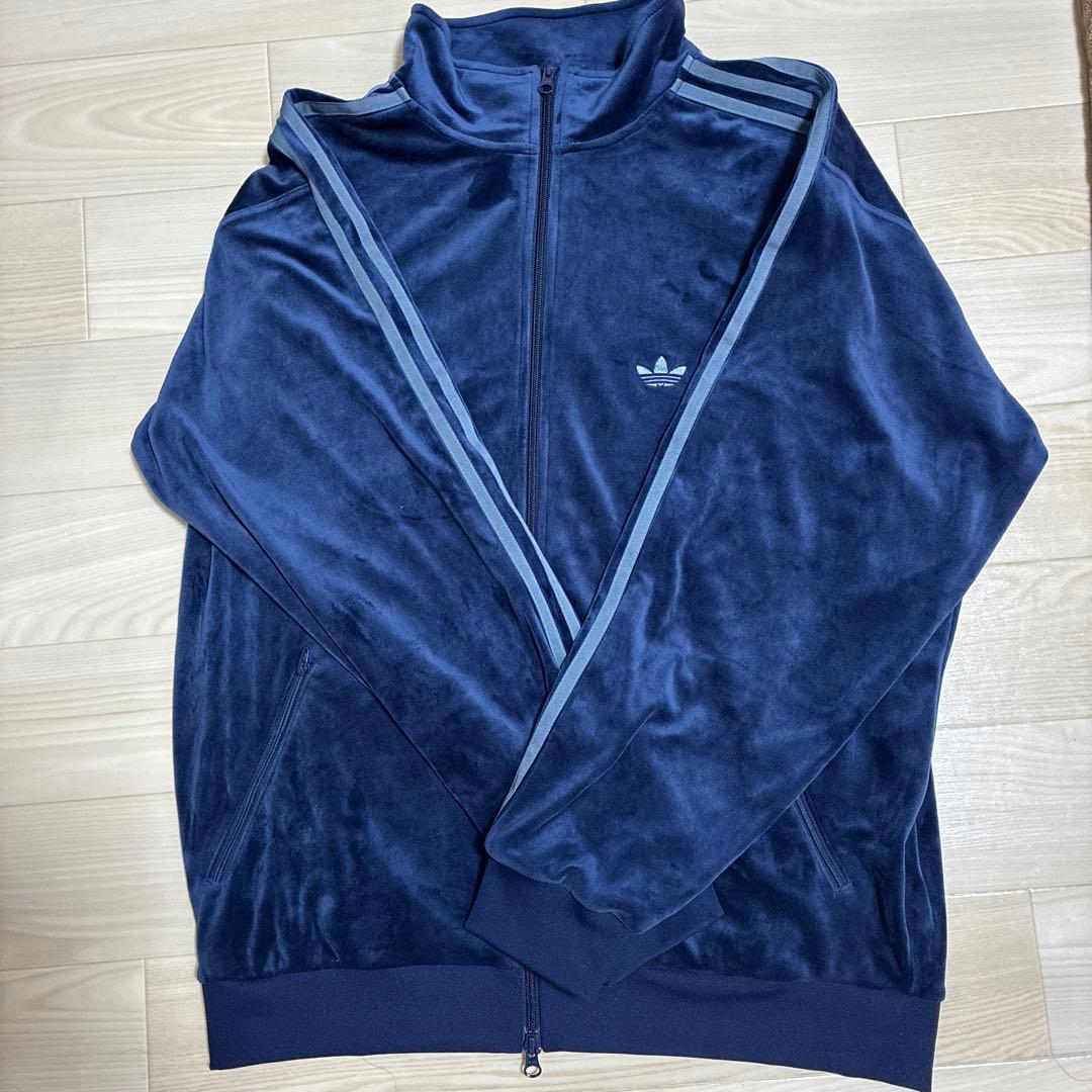 adidas ネイビー ベロアジャケット L