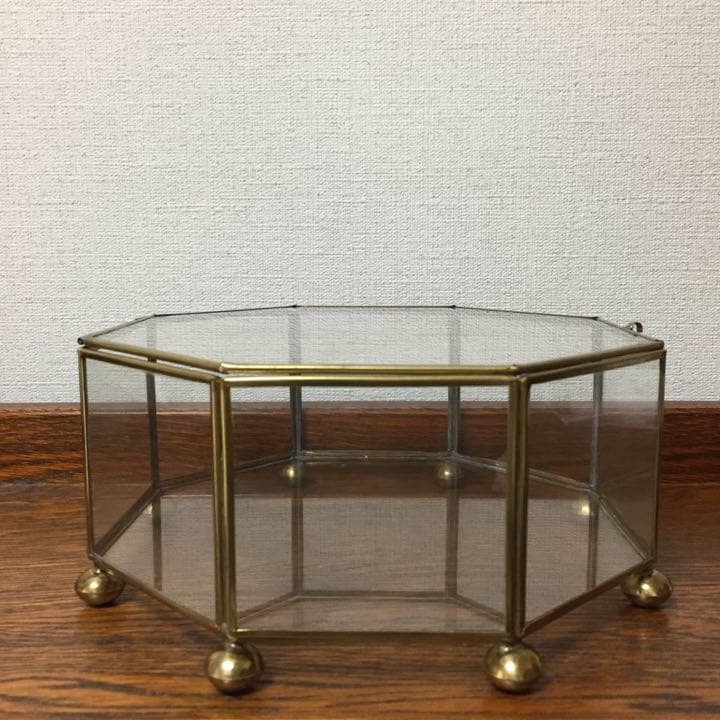 クリスマスセール♪ビンテージ☆八角型ガラスジュエリーケース ショーケース 収納