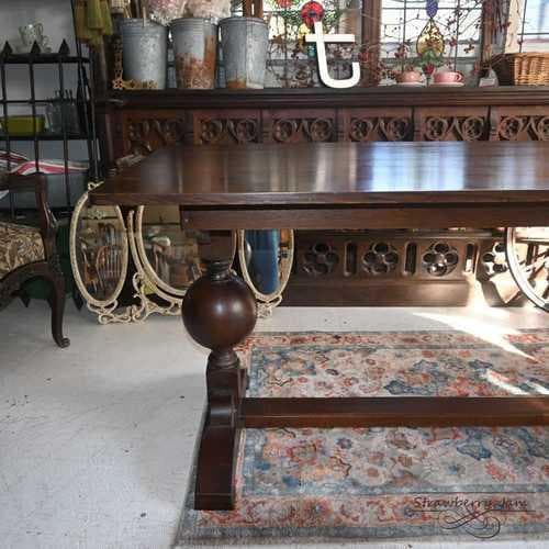 IFU-417 英国アンティーク オーク ダイニングテーブル 作業台 テーブル