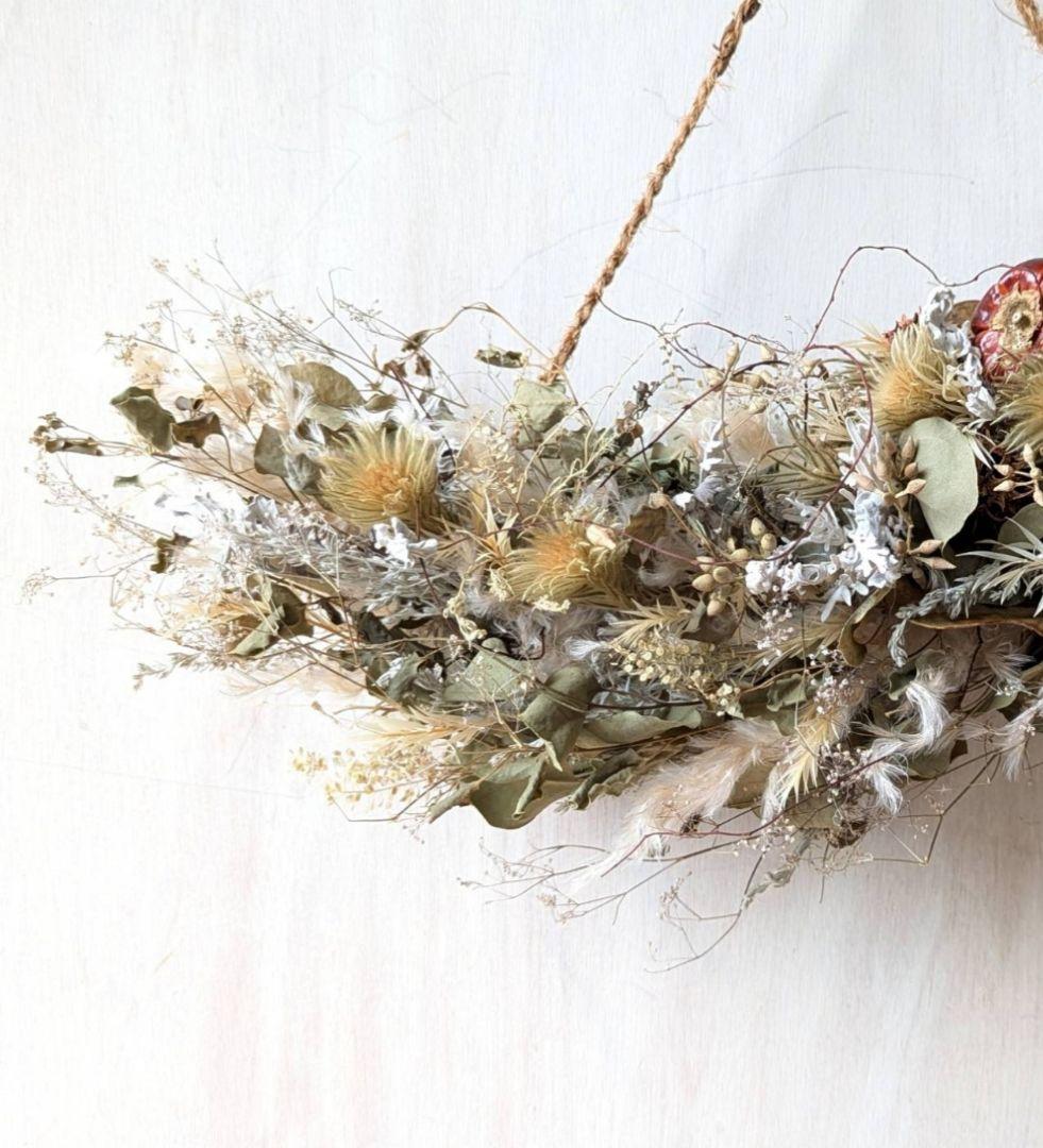 専用＊感謝sale＊ソラナムパンプキン　セピアなドライフラワースワッグ(横型)