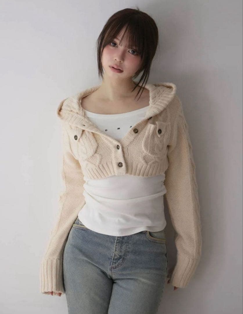 アンドマリー Mary logo cable knit set