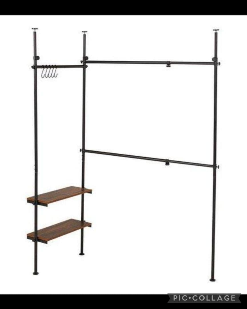 突っ張り伸縮ウォールラック ブラック(新品アウトレット)