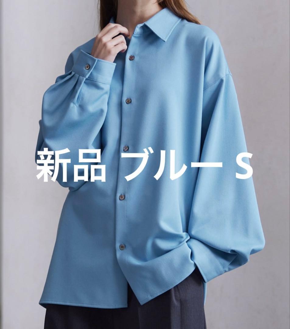 即完 CLEL ブルー S バルーン袖ルーズレギュラーカラーシャツ クレイル