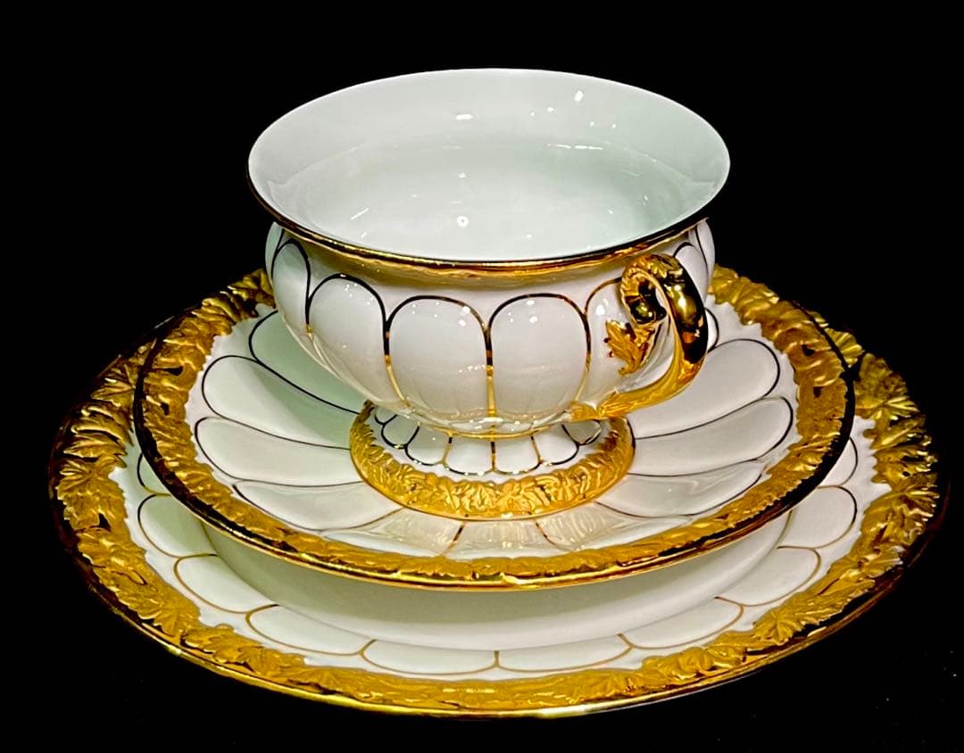 マイセン /※1級品　Xフォーム フルサイズ グランツゴールド 　トリオ