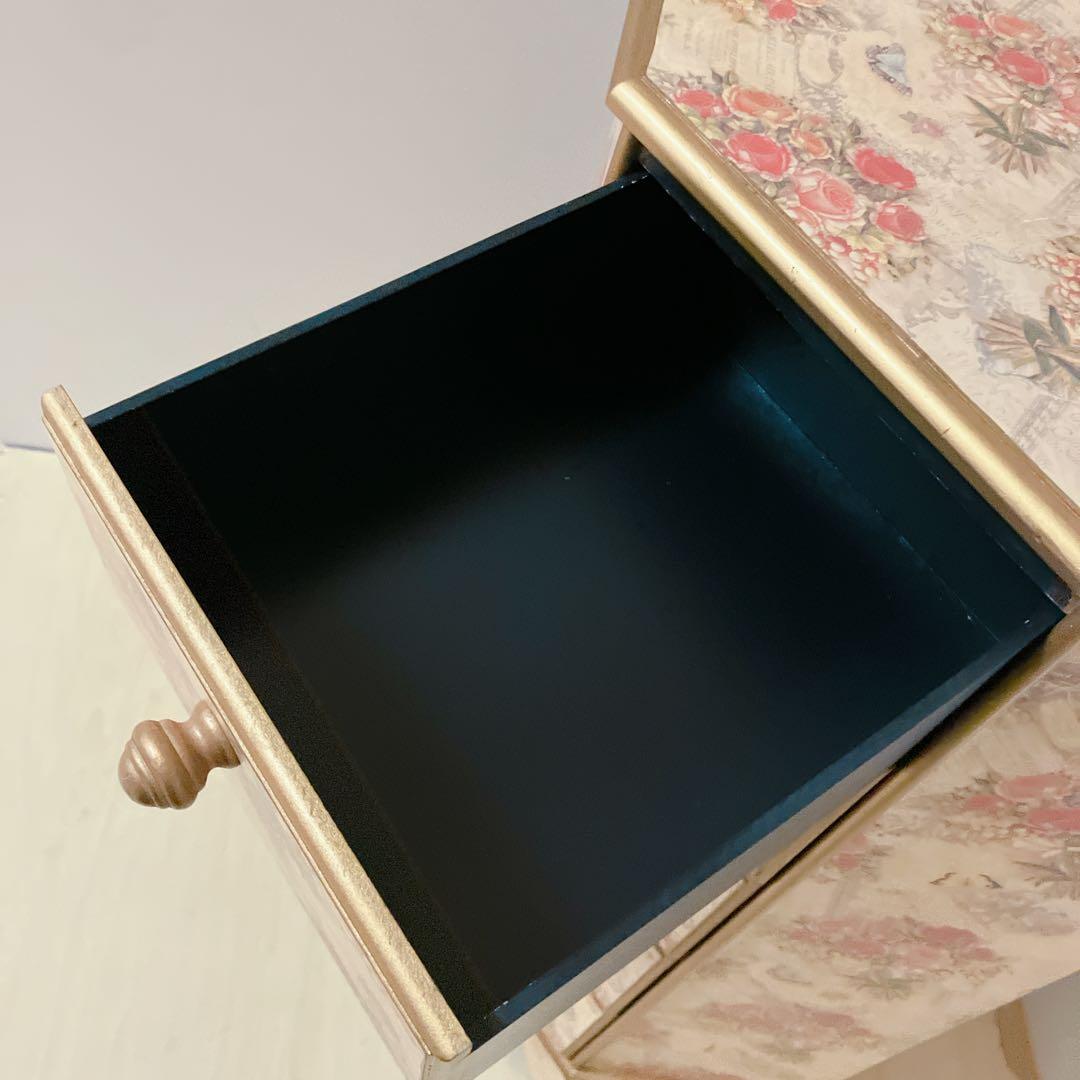 アンティーク調　5段チェスト　花柄　サイドチェスト　コンソール　飾り棚