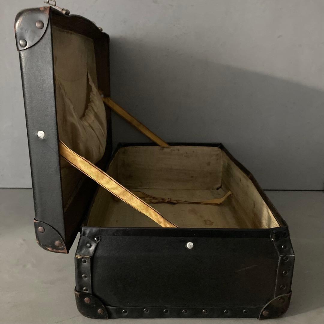 ヴィンテージ 鍵付き トランクケース トランクバッグ ブラック古道具⑤