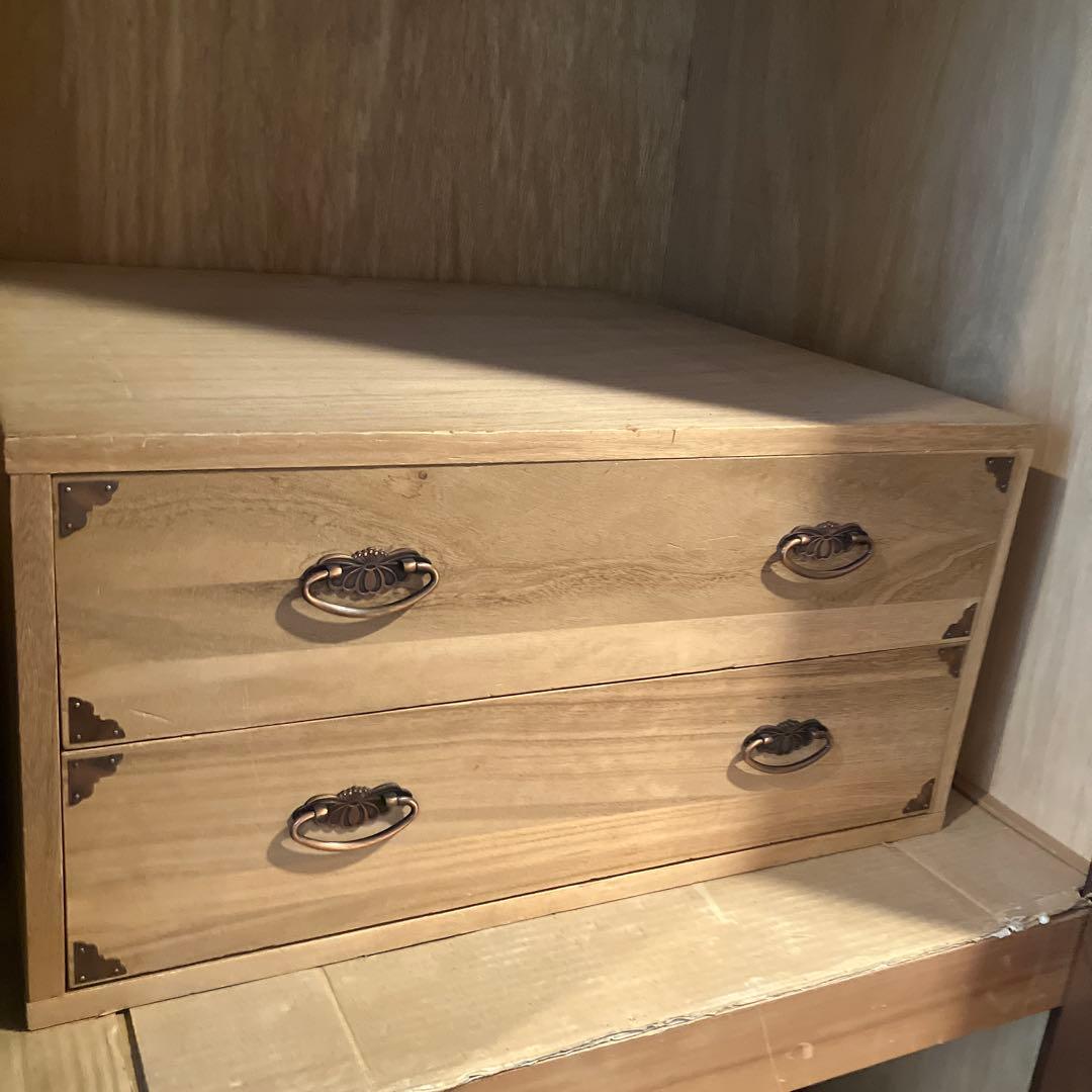 木製2段引き出し箪笥