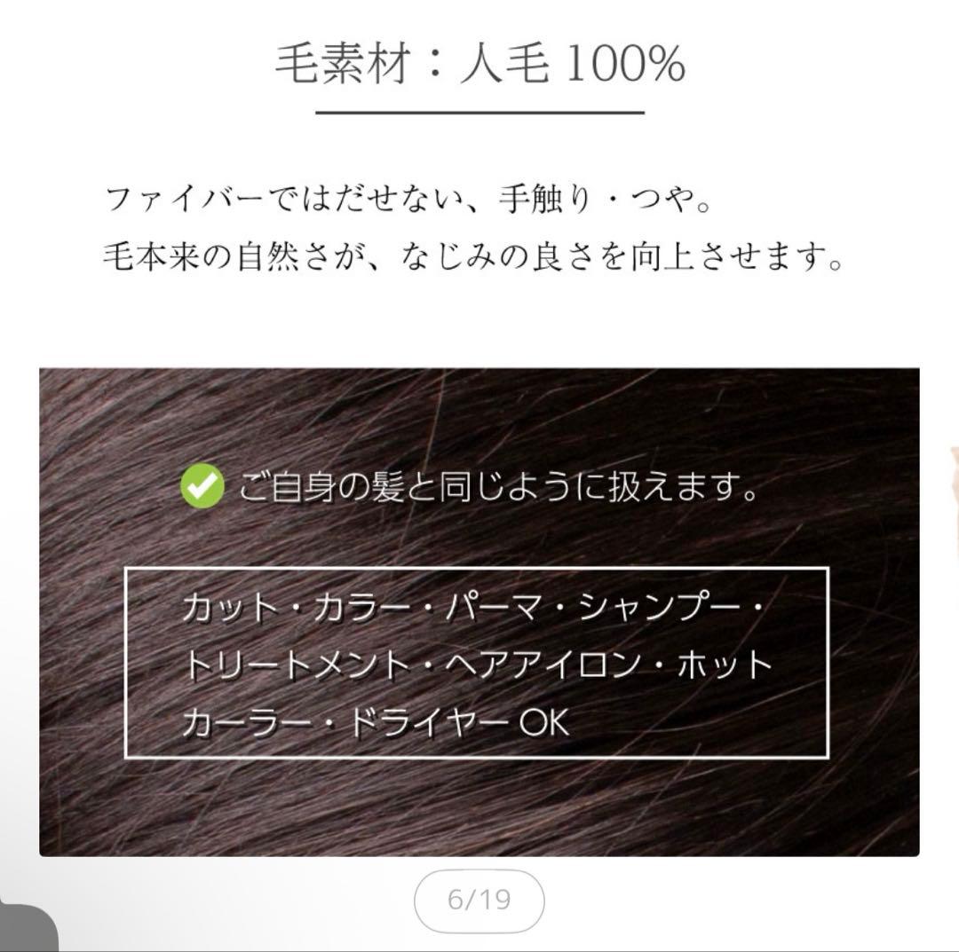 Reju リージュ 部分ウィッグ 人毛100% かつら 栗色 茶色 20cm