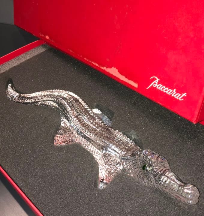 BACCARATバカラ/美品　純正箱付 45cm 「緑の涙」クロコダイル　ワニ