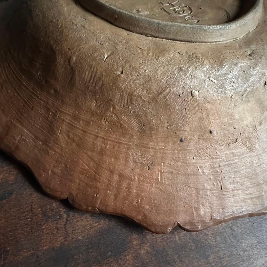 初代加藤善治 花形平鉢 「七十九翁 早梅亭造之」銘 加藤善治 平鉢 早梅亭