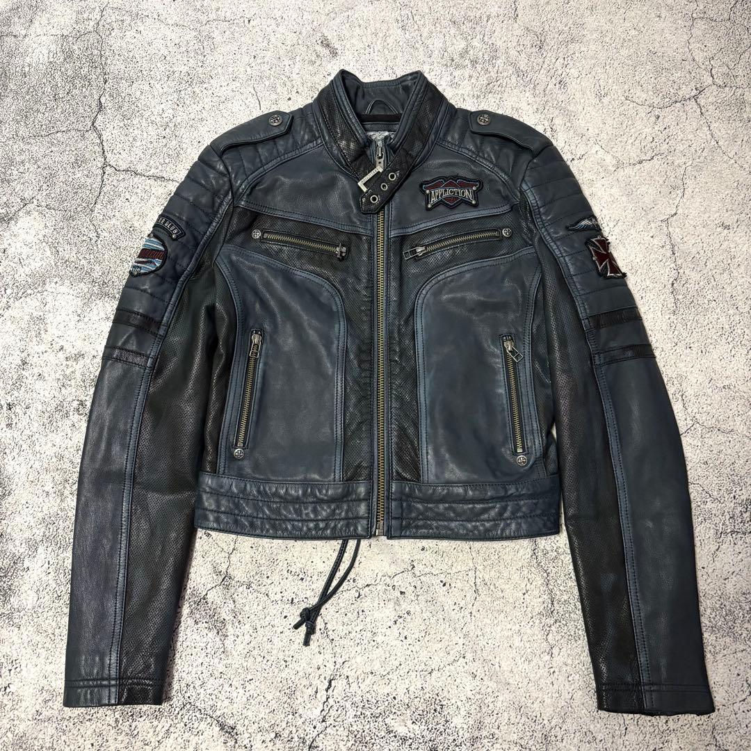 アフリクション　レザージャケット　パシフィックブルー　レースアップ　限定品