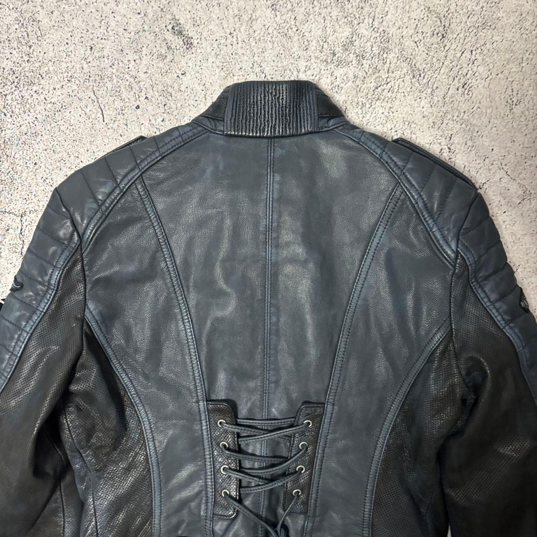 アフリクション　レザージャケット　パシフィックブルー　レースアップ　限定品