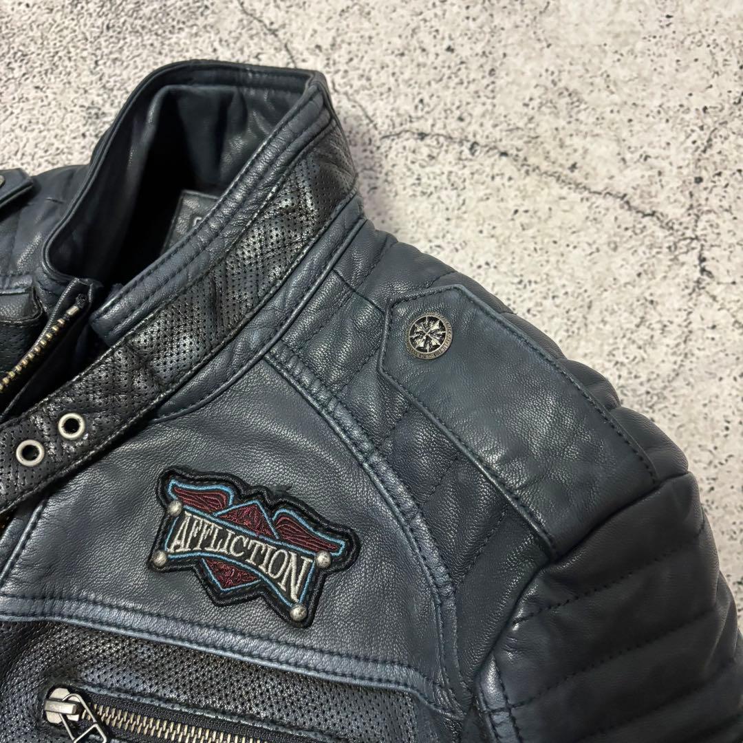 アフリクション　レザージャケット　パシフィックブルー　レースアップ　限定品