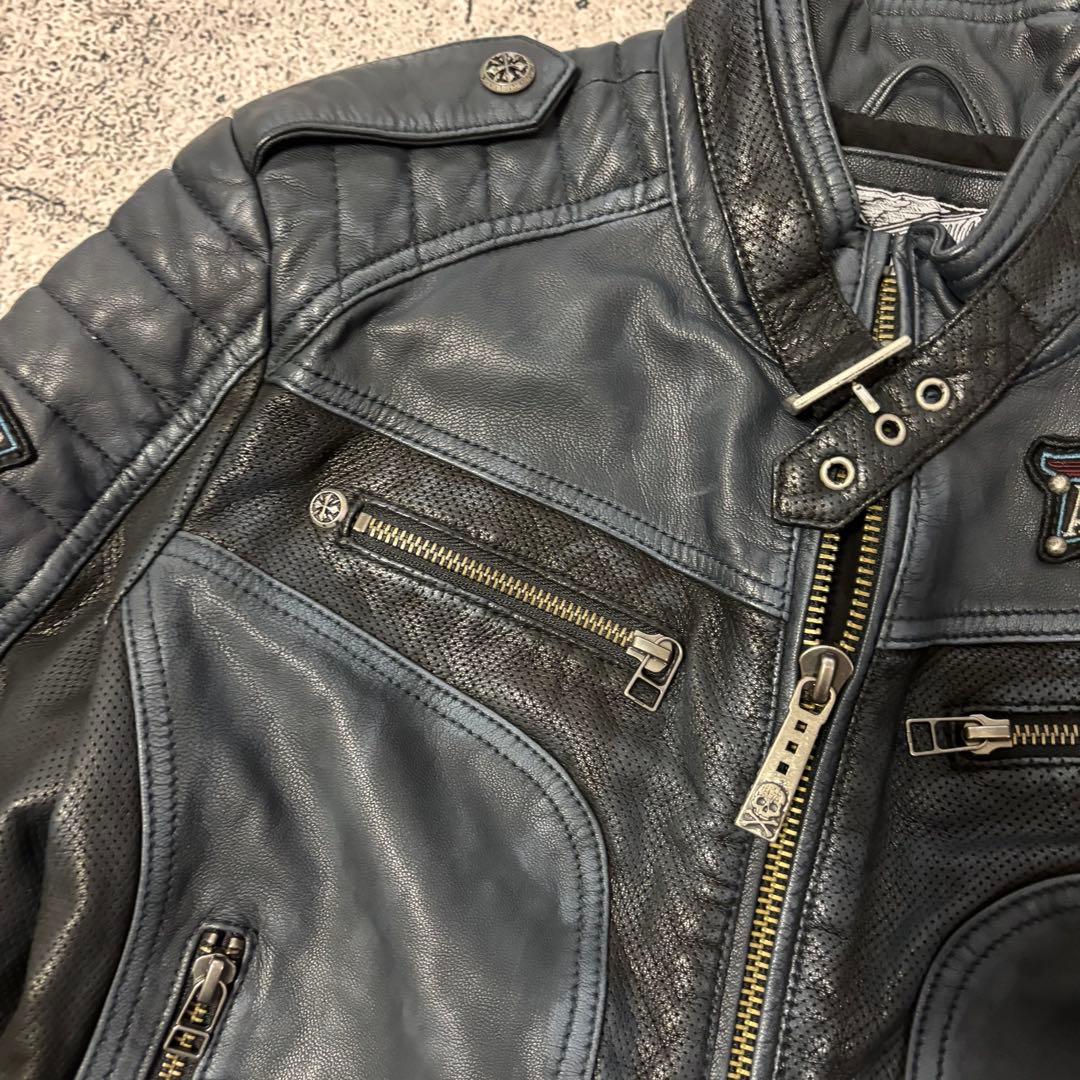 アフリクション　レザージャケット　パシフィックブルー　レースアップ　限定品