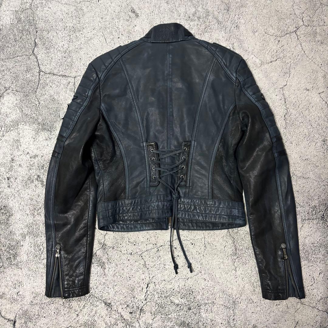 アフリクション　レザージャケット　パシフィックブルー　レースアップ　限定品