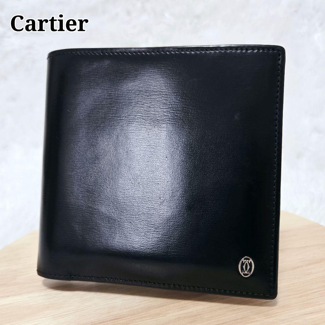 Cartier カルティエ ケース付き 二つ折り財布 ブラック レザー