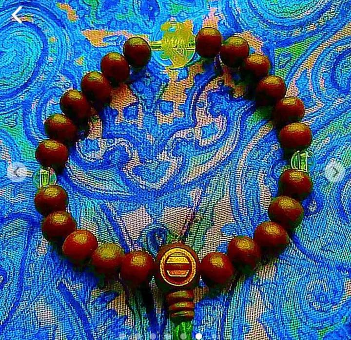 金運爆上げ　最高級　神龍刻印水晶＋総紫檀製　パワーブレスレット京都相剋寺