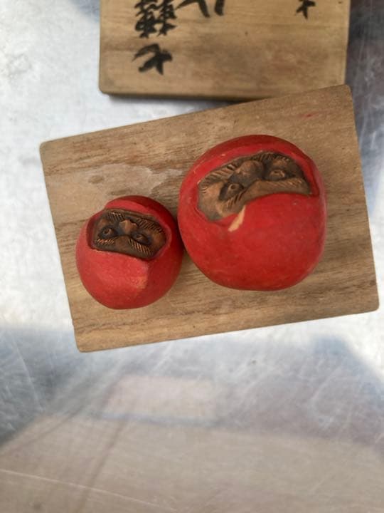 圭泉 作 北村 圭泉 ？ 七転八起 陶器 素焼 ダルマ 達磨 置物 小物 和