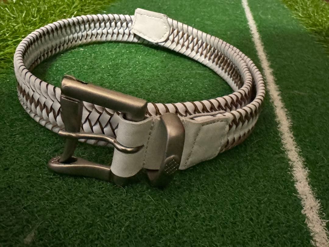 ブリーフィング　ホワイト編み込み ベルト Mファイヤーマンバックル