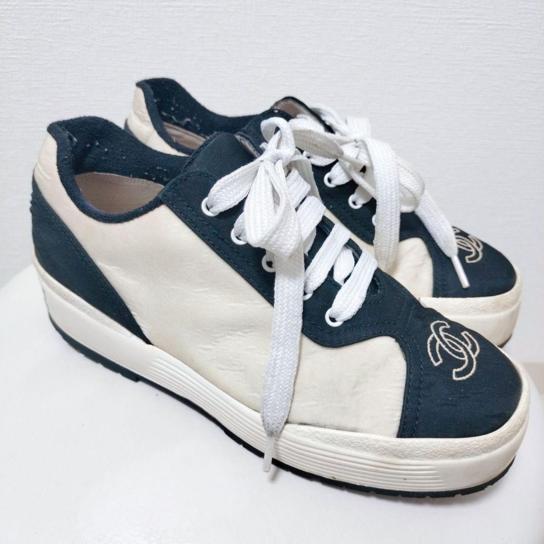 最終！【CHANEL】シャネル バイカラースニーカー サイズ36