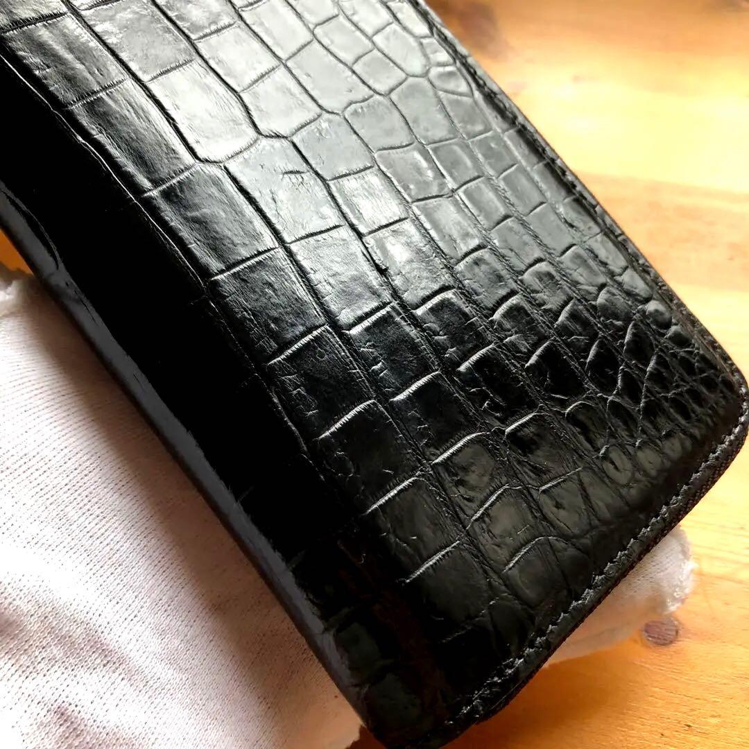 【クロコ1枚革】クロコダイル 高級長財布 サイフ メンズ ワニ革 レザー
