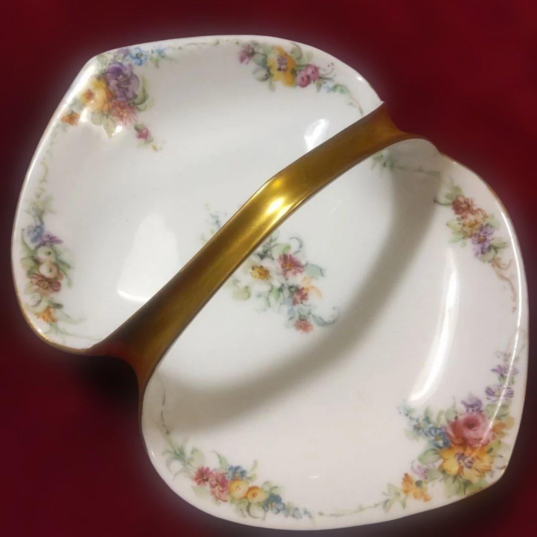 ~1/31特価 オールドノリタケ 薔薇の花柄 金色ハンドル付きの器