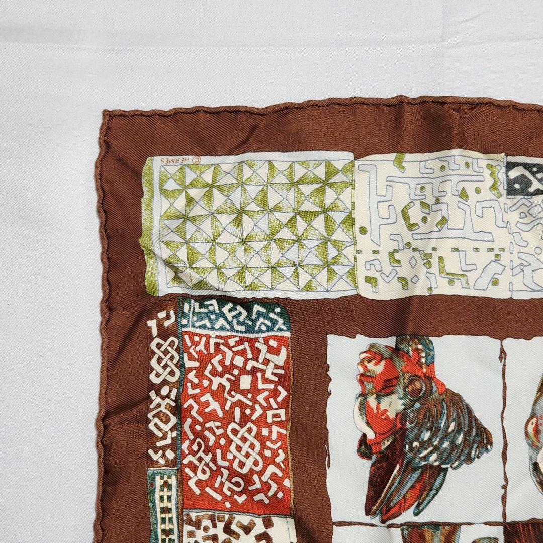 HERMES エルメス ミニスカーフ カレ40 PERSONA 仮面 シルク.