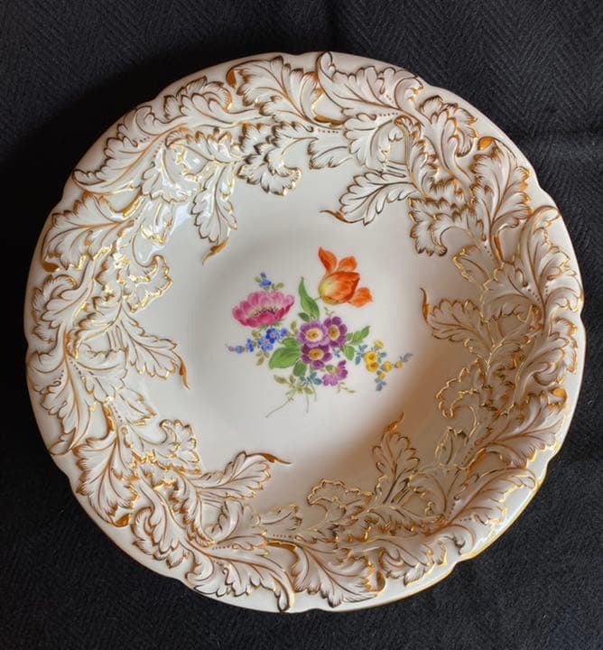 MEISSENマイセン　アンティーク　5花絵付け皿　最高級　レア