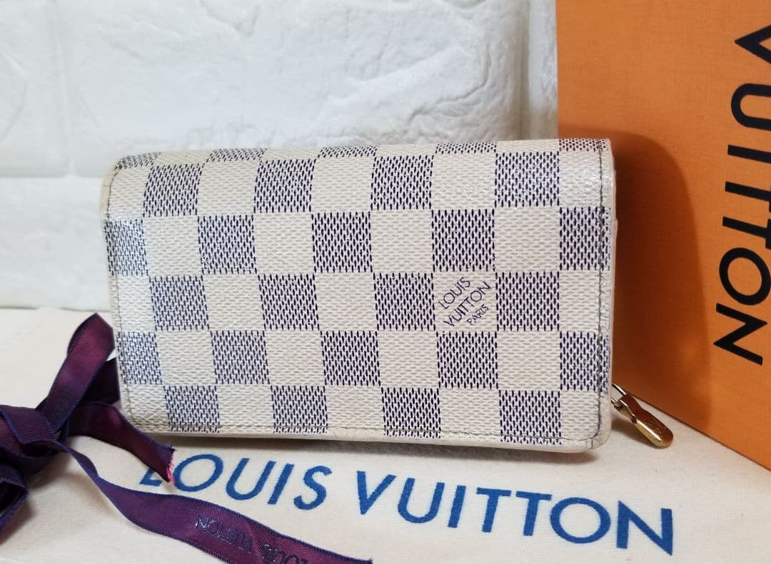 LOUIS VUITTON ダミエ アズール 二つ折り財布 ウォレット アイボリ
