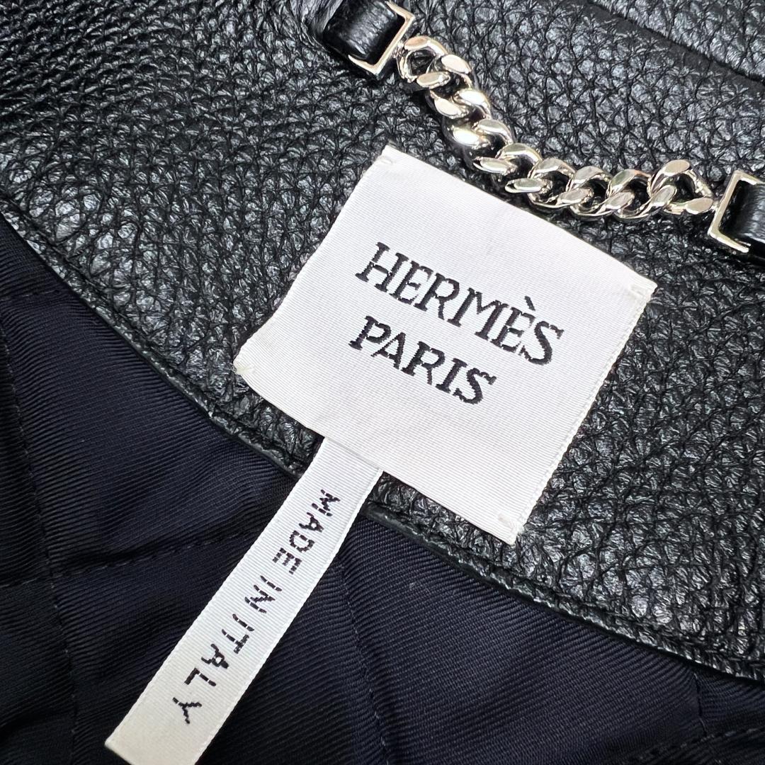 未使用タグ付★HERMES★ディアスキン★レザー★ジャケット★ライダース