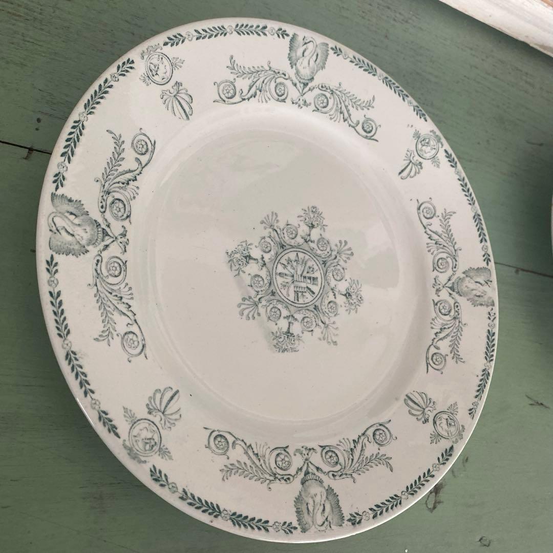 リュネヴィル　lunéville 白鳥やカメオ柄のプレート　フランスアンティーク