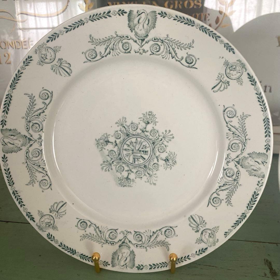 リュネヴィル　lunéville 白鳥やカメオ柄のプレート　フランスアンティーク